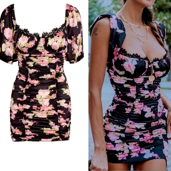 For Love & Lemon Melrose Black Floral Dress - Picture 12 of 13